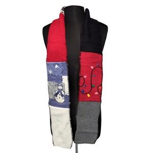 NEW Green 3 Scarf Winter Christmas Motif One Size Multi‎ Holiday Colorblock